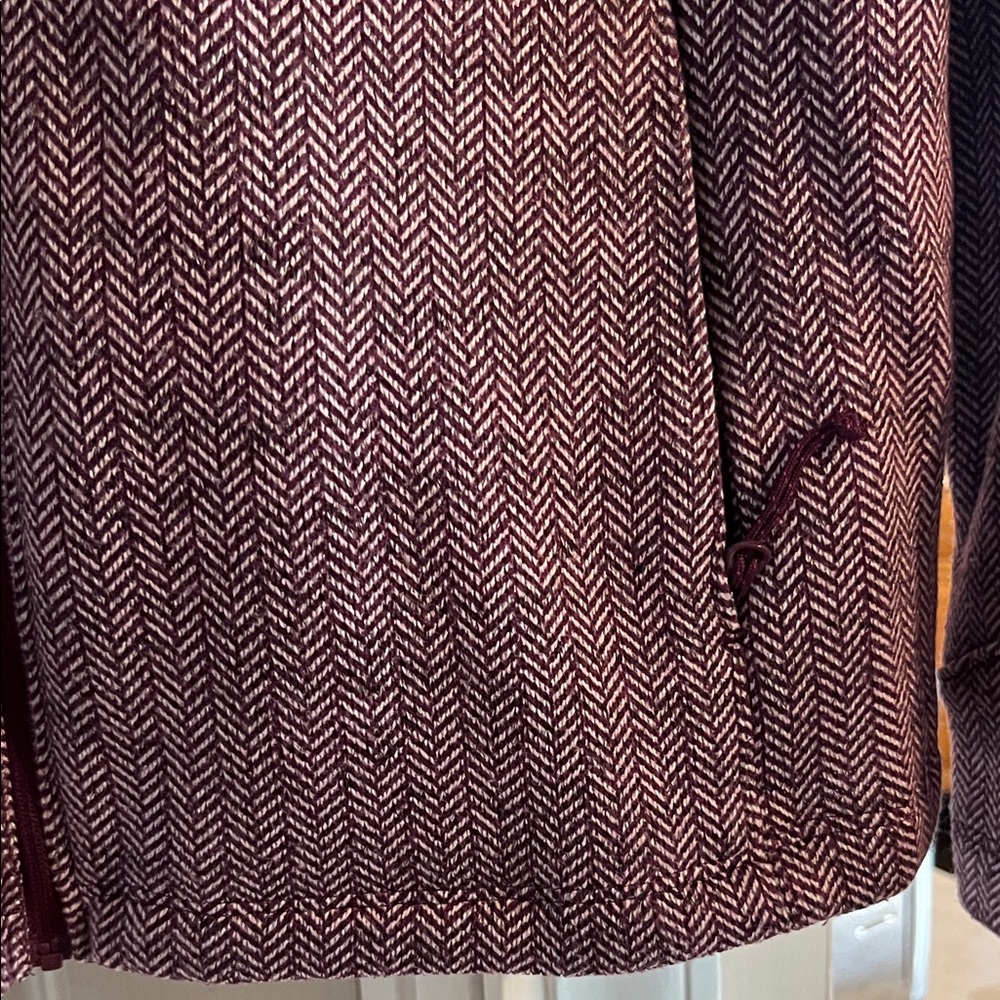 Purple Herringbone Zip-Front Women's Sweater Jacket - Picture 5 of 9